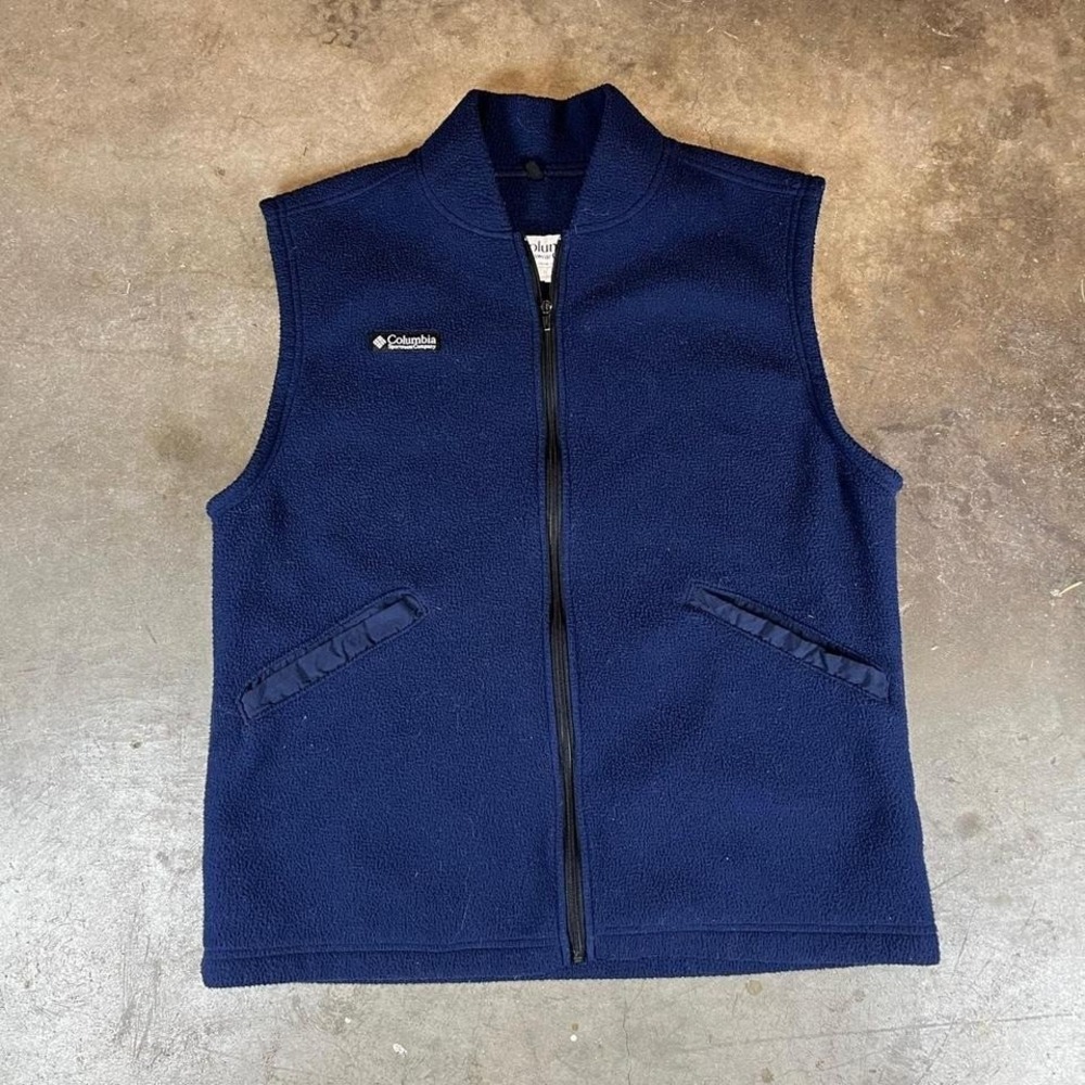 Vintage 90s Navy‎ Columbia fleece vest with zipper pockets Size men's large